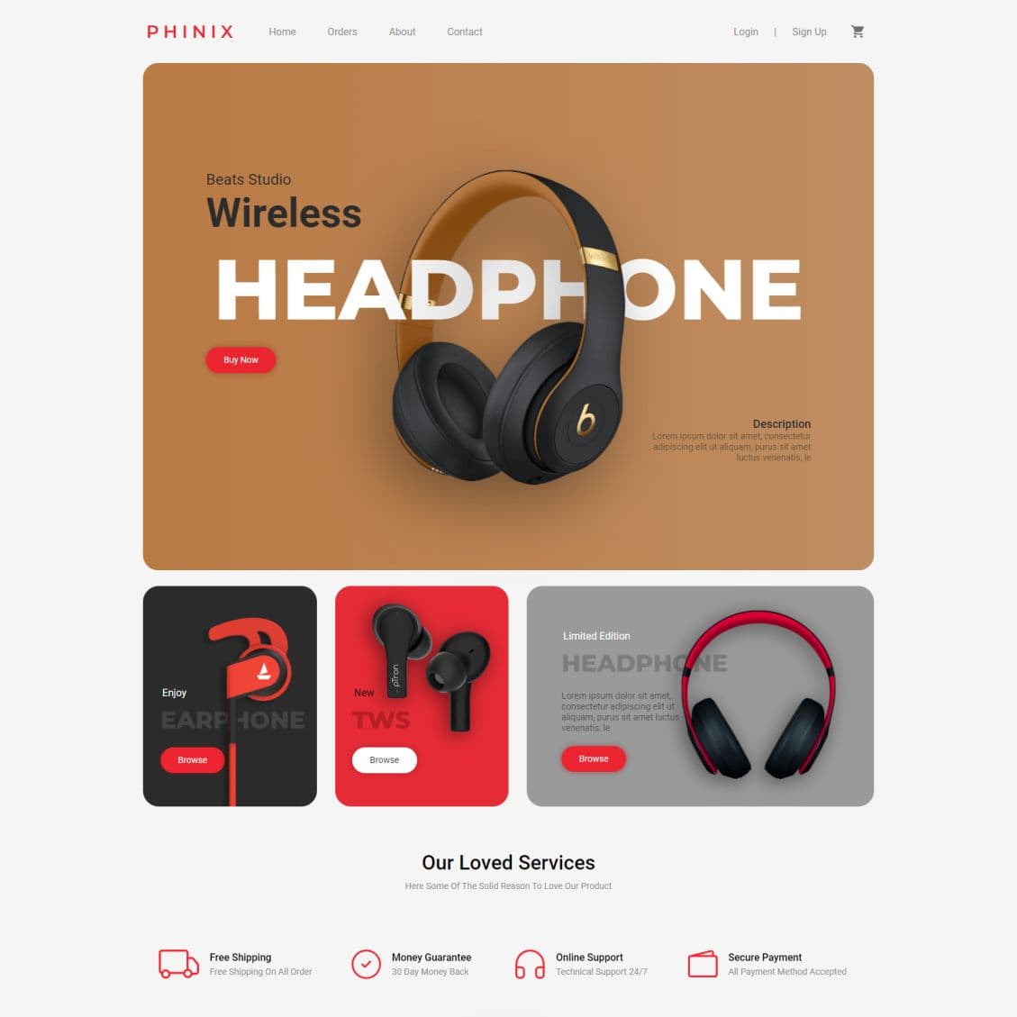 Concept Landing Page for A Headphone Brand